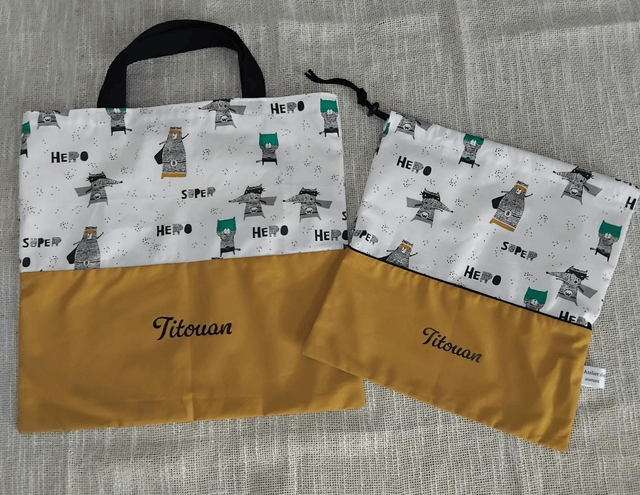 Ensemble tote bag + pochon Garçon 
